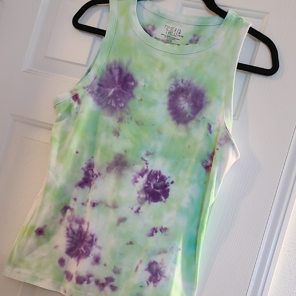 Time and Tru Tops - Time and Tru Green and Purple Tie-Dye Tank Top